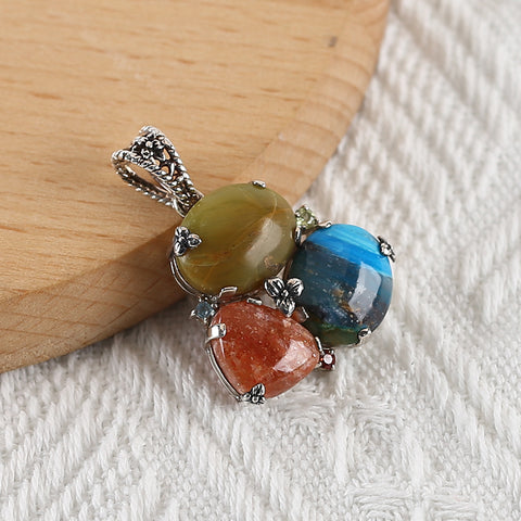 Nouveau Design Vente Chaude Lapis Lazuli et Labradorite Intarsia Boucles d'Oreilles en Forme de Larme, 925 Pièces en Argent Sterling, 33x18x4mm, 8.6g
