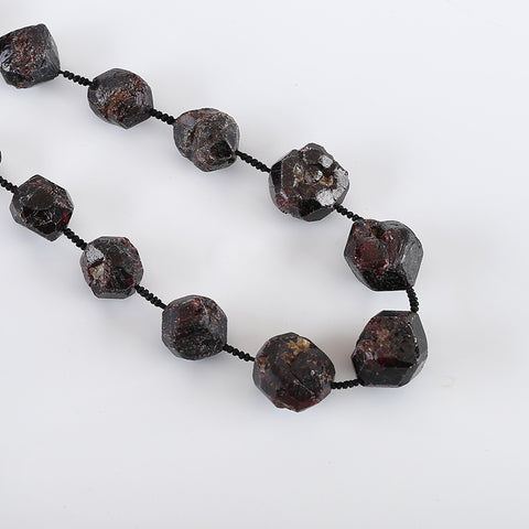 1 Strand 20.8 Inch Nugget (Rough Sides) Garnet Gemstone Beads Necklace, Best Gemstone Jewelry Gift, 28x28x25mm, 16x15x14mm, 245.5g