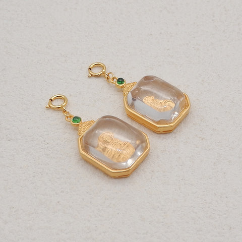 1 PC Silver Gold Plated Natural High Quality White Quartz Pendant Bead,Jewelry DIY Making,31x14x7mm, 3g