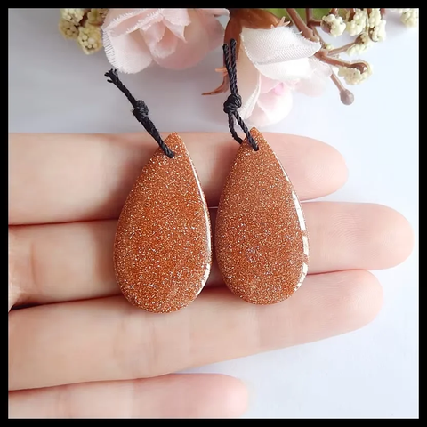Earrings Beads Accessories Red Sand Sun Sitara—Natural Gemstone Beads Handmade jewerly, 34x18x4mm, 8g
