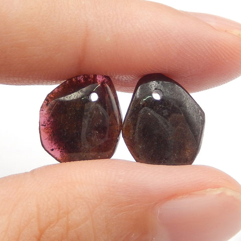 Paire de boucles d'oreilles irrégulières en grenat, pierre pour la fabrication de boucles d'oreilles, 13x12x3mm, 2.4g