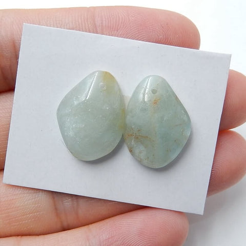 Paire de boucles d'oreilles aigue-marine bleue naturelle, pierre pour la fabrication de boucles d'oreilles, 19x14x5mm, 4.4g