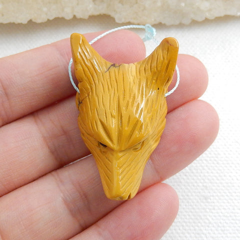 Natural Mookaite Jasper Carved wolf head Pendant Bead 32x23x11mm, 8.1g