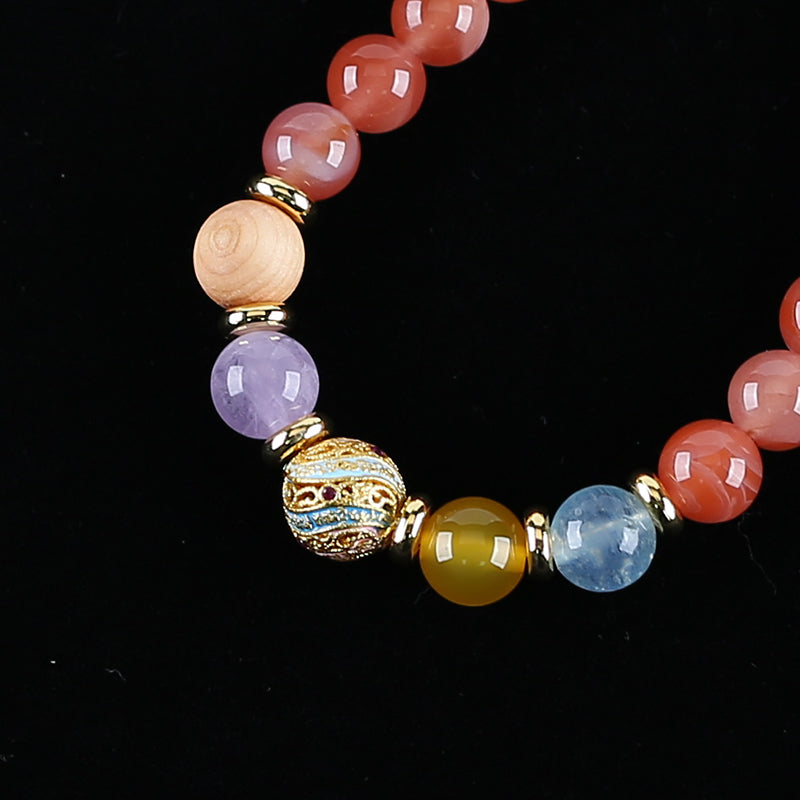 Handmade Natural Gemstone Unique Colorful Jewelry Gift Bracelet 17cm, 8mm, 16.9g