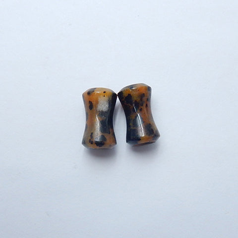 6mm Petrified Wood Ear Tunnels With 2mm Hole, 13mm Thickness, 1.5mm Flare
