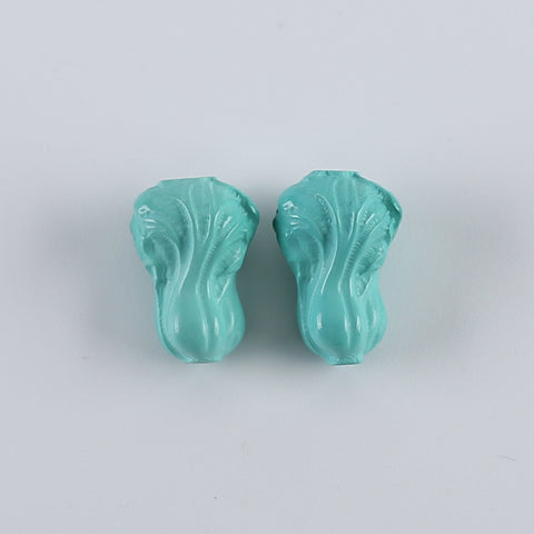 1 Pair Carved Turquoise Cabbage Shape Gemstone Earring Beads,Handmade Gemstone Wholesale,10×9×8mm,2g