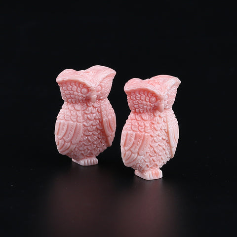 BITEFU 1Pair Pink Conch Shell (Made Of Powder Of Shell, Color Is Enhanced ) Owl , 8.8g