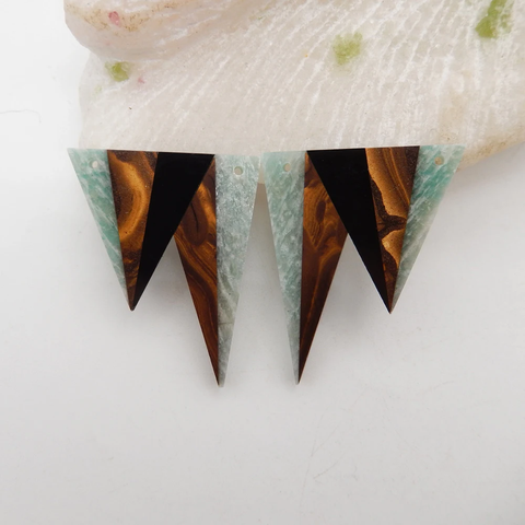 Drilled Earring bead Ornaments Natural Stone Amazonite Boulder Opal Obsidian Handmade Stones Jewelry