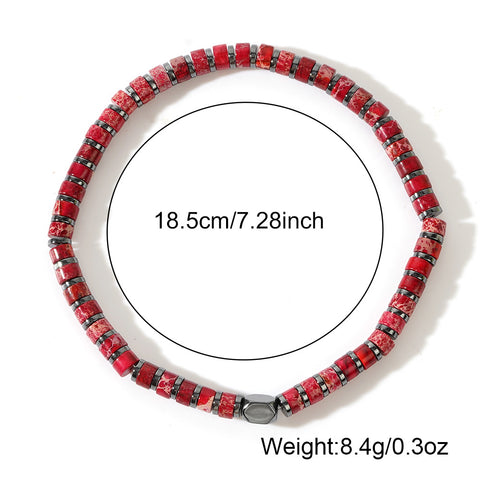 Gomggsale Bohemian Natural Gemstone Bracelet - Contrast Color Half Cylinder Bracelet