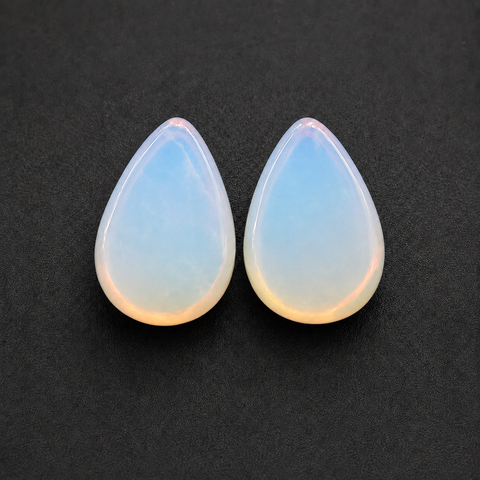 Opalite Teardrop Plugs – Iridescent Opalite Glass Ear Gauges