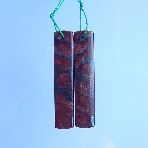 Natural Wonder Stone 矩形耳环一对,用于制作耳环的石头,53x11x4mm,9.2g