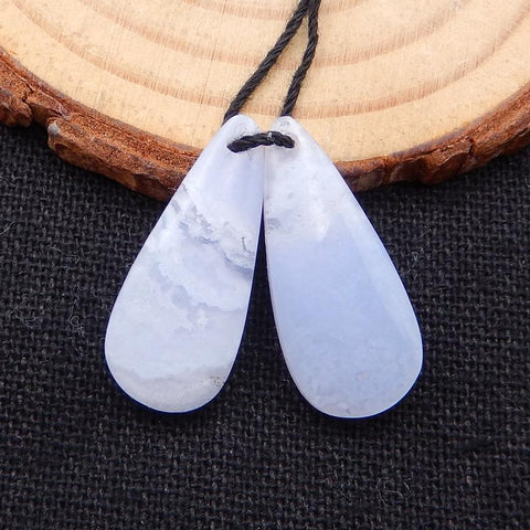 Blue Lace Agate Teardrop Boucles d'oreilles Stone Pair, pierre pour la fabrication de boucles d'oreilles, 24x12x4mm, 4g