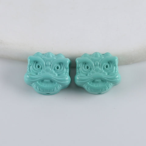 1 PC Carved Turquoise Gemstone Pendant Beads(Top to Bottom),Drill Gemstone Pendant, Handmade Jewelry,13×15×6mm,3.8g