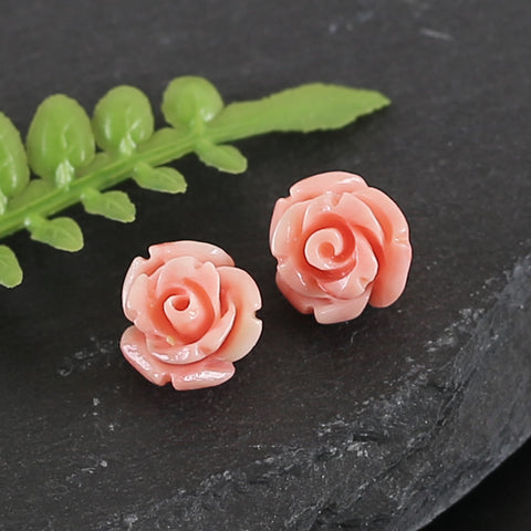 BITEFU 1Pair Pink Conch Shell (Made Of Powder Of Shell, Color Is Enhanced ) Flower, 0.6g