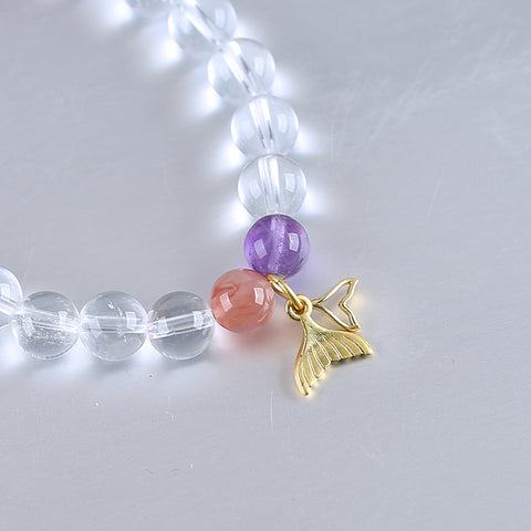 Handmade Natural Gemstone Bracelet, Unique Jewelry Gift, Colorful Bracelet, 18cm, 8/9mm, 19g