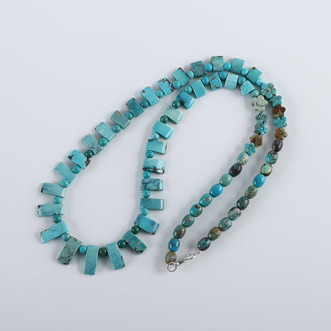 1 Strand 23 Inch Turquoise Gemstone Loose Beads Necklace, Handmade Turquoise Necklace for Gift, 16x7x4mm,4mm, 32g