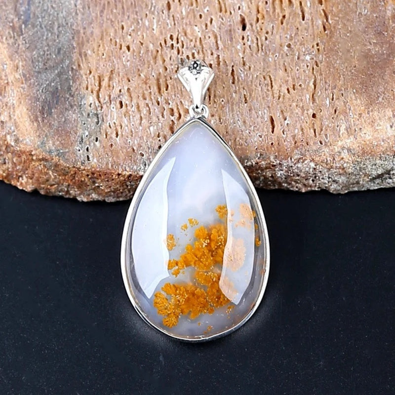 Natural Chohua Agate Pendant with 925 Sterling Silver Accessory 38x25x8mm, 10.6g
