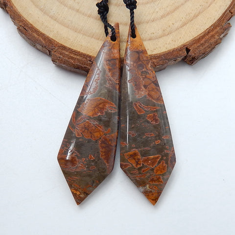 Natural Red Creek Jasper Earring Beads 41x11x3mm, 3.3g