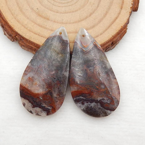 Crazy Lace Rosetta Stone Teardrop 耳环石一对,用于制作耳环的石头,38x20x5mm,11.3g