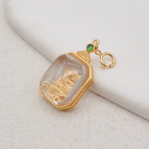 1 PC Silver Gold Plated Natural High Quality White Quartz Pendant Bead,Jewelry DIY Making,31x14x7mm, 3g