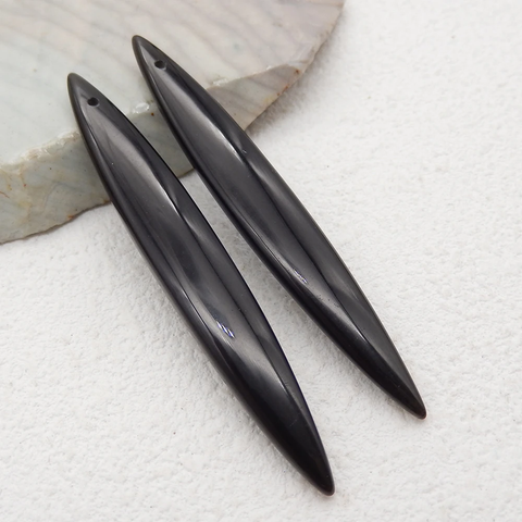 Earring Drill Accessory Natural Obsidian Stone—Fashion Earrings Beads Semi-precious Stones Handmade Jewelry 56x4x4mm