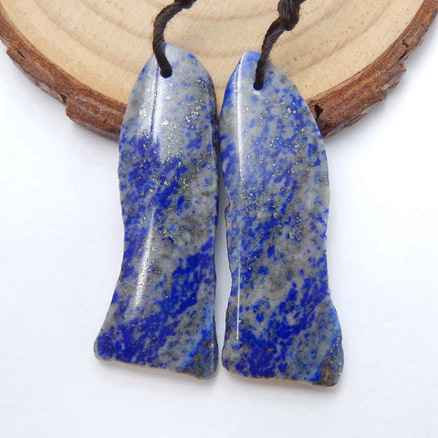 Paire de Boucles d'Oreilles Pépite Lapis Lazuli, pierre pour Boucles d'Oreilles, 40x12x4mm, 8.1g