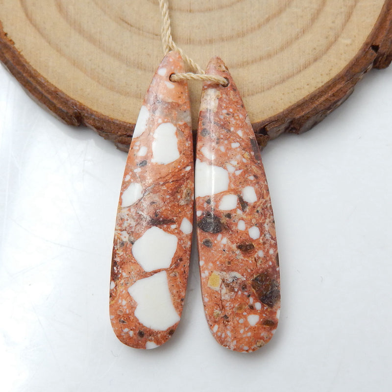 Natural Howlite Earring Beads 41x11x4mm, 6.4g