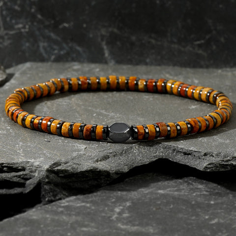 Gomggsale Bohemian Natural Gemstone Bracelet - Contrast Color Half Cylinder Bracelet