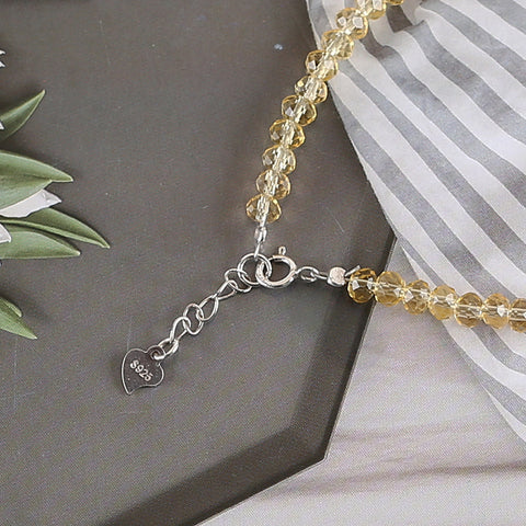 1 Strand Natural Yellow Quartz And Pearl Beads Bracelet,17-19cm,4×3mm,7mm,5.8g