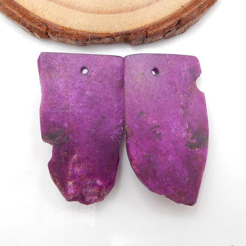 Natural African Purple Stone Earring Beads 26x17x7mm, 6.9g