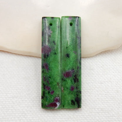 Natural Ruby And Zoisite Earring Beads 38x8x4mm, 7.7g