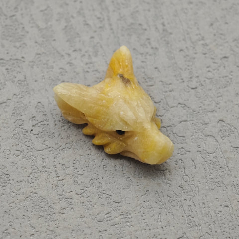 Natural Bumblebee Stone Hand-Carved Wolf Head Pendant Bead,23x17x10mm,3.8g