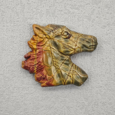 Hand-Carved Horse Head Pendant,Multi-Color Picasso Jasper Crystal Horse for Necklace Making|Natural Gemstone Spirit Totem