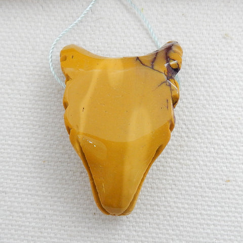 Natural Mookaite Jasper Carved wolf head Pendant Bead 32x23x11mm, 8.1g