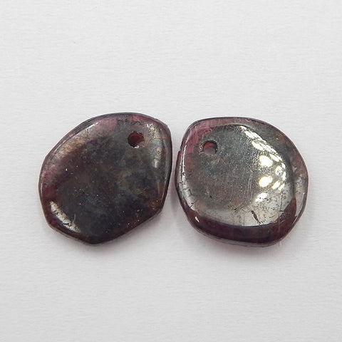 Paire de boucles d'oreilles irrégulières en grenat, pierre pour la fabrication de boucles d'oreilles, 13x12x3mm, 2.4g