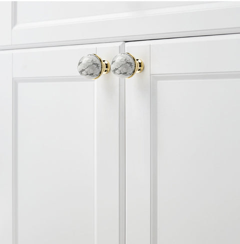 Gomggsale Natural Stone Light Luxury Drawer Zinc Alloy Single Hole Handle Color-Cabinet Door Handle Simple Round Wardrobe Door Handle
