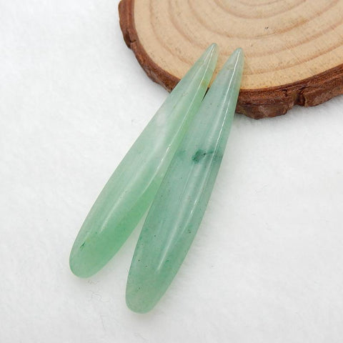 Boucles d'Oreilles Pendantes Pierre Paire Nature Vert Aventurine Larme Boucles d'Oreilles Paire, 51x9x5mm, 6.9g