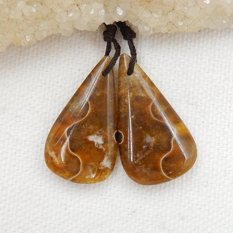 Natural Ammonite Fossil Earring Beads 28x15x5mm, 6.5g