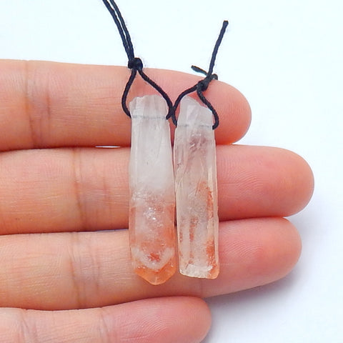 Natural Red Quartz Earring Beads 33x6x5mm, 3.6g