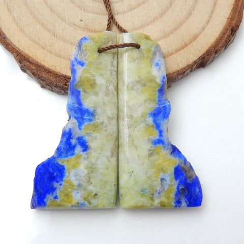 Paire de Boucles d'Oreilles Pépite Lapis Lazuli, pierre pour Boucles d'Oreilles, 40x12x4mm, 8.1g