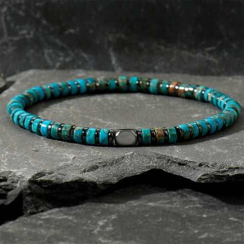 Gomggsale Bohemian Natural Gemstone Bracelet - Contrast Color Half Cylinder Bracelet