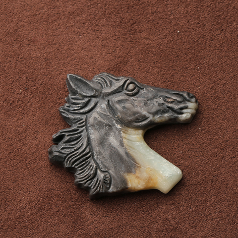 Carved Stone Crystal Horse Pendant, Natural Gemstone Horse Head, Crystal Horse Beads for Necklace Making, Rose Quartz Obsidian horse bead