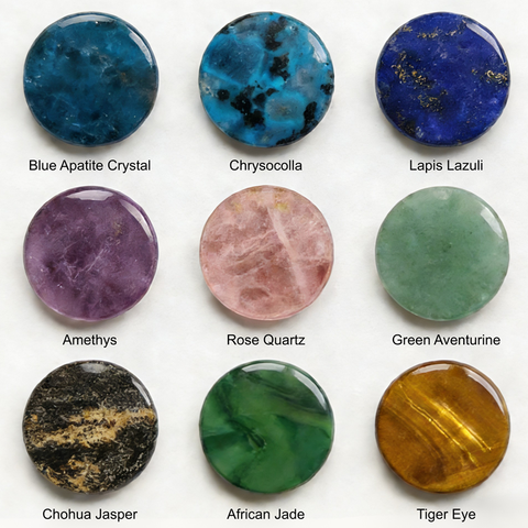 Natural Round Coin-Cut Gemstone Tablets - Flat Surface with Soft Polished Edges for Minimalist Jewelry Design - Gomggsale