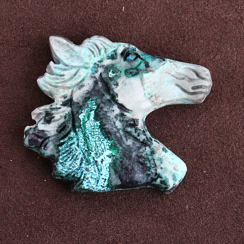 Carved Stone Crystal Horse Pendant, Natural Gemstone Horse Head, Crystal Horse Beads for Necklace Making, Rose Quartz Obsidian horse bead