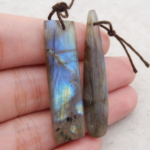 4PCS Natural Flash Labradorite Gemstone Pendant, Gem Jewelry Gift, Customized Gemstone Pendant, 42×12×4mm,48×11×4mm,18.6g