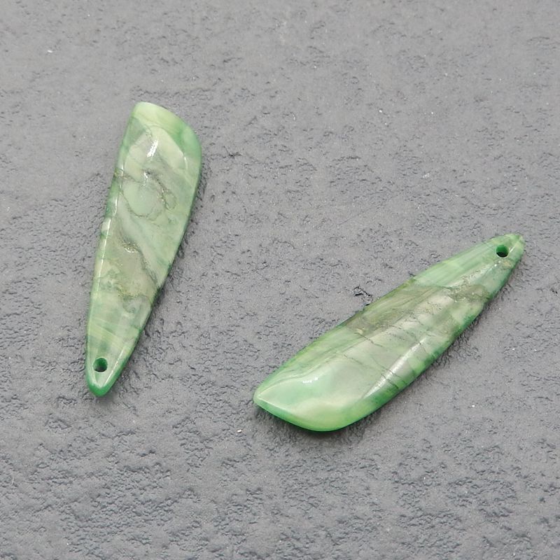 Natural African Jade Earring Beads 33*9*3mm, 3.2g