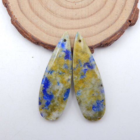 Paire de Boucles d'Oreilles en Lapis Lazuli Naturel 38x14x4mm ,8.10g