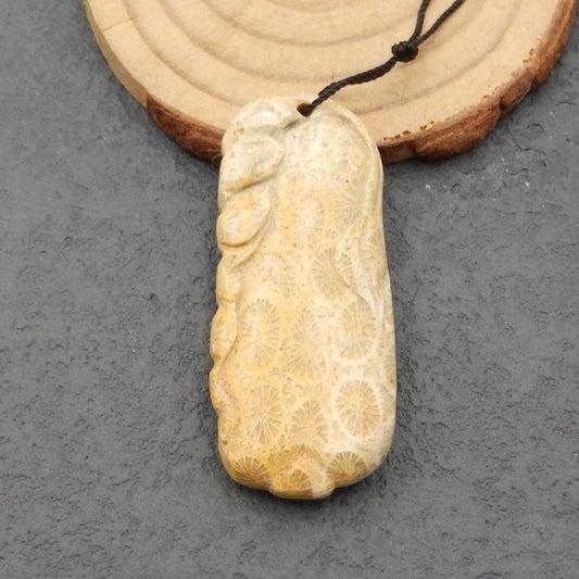 Natural Indonesian Coral Pendant Bead 47x20x7mm, 11.4g