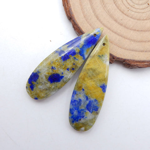 Paire de Boucles d'Oreilles en Lapis Lazuli Naturel 38x14x4mm ,8.10g