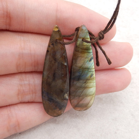 4PCS Natural Flash Labradorite Gemstone Pendant, Gem Jewelry Gift, Customized Gemstone Pendant, 42×12×4mm,48×11×4mm,18.6g